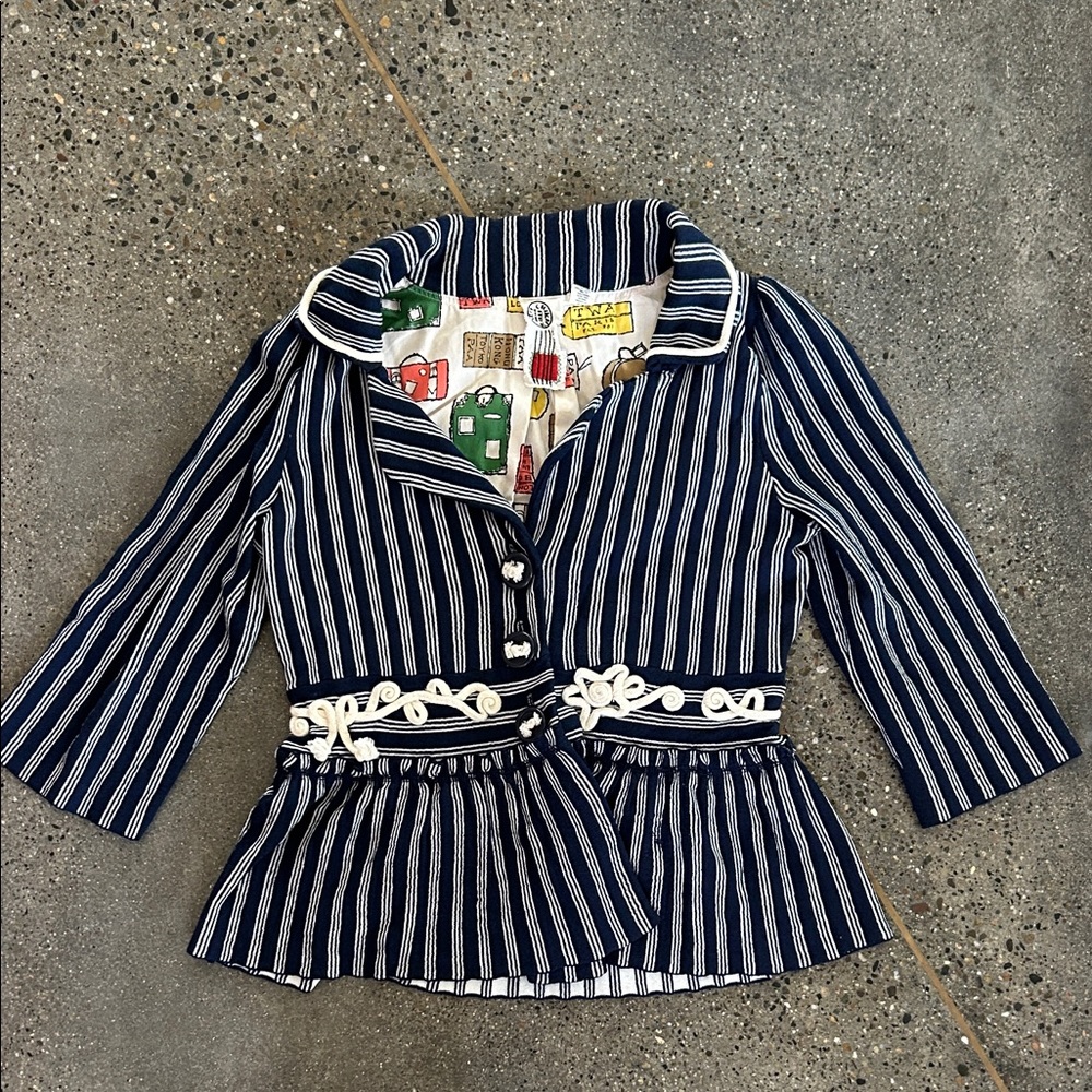 Anthropologie Navy Striped Blazer